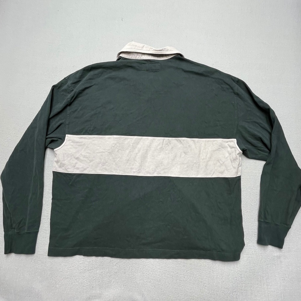 VTG Abercrombie & Fitch Guinness Rugby Shirt XXL Green Cropped Long Sleeve Polo‎ - Picture 10 of 11